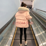 lareen fitty羽絨服女短款冬季新款寬松顯瘦時(shí)尚白鴨絨小個(gè)子加厚保暖連帽外套 粉色 M