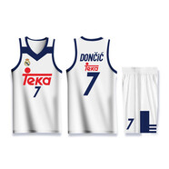 速勝籃球服套裝男運(yùn)動(dòng)球服透氣cba全明星大學(xué)生比賽隊(duì)服球衣DIY全身定制 皇馬白-7號(hào)東契奇 M 170-175CM