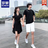 羅蒙（ROMON）不一樣的情侶裝夏季法式連衣.裙2025新款設計高級感T恤高級感一裙 M 女生連衣裙