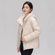 馬克印象愛心連帽短款2025新款白鴨絨女百搭純色寬松保暖休閑連帽羽絨服 白色 LSY6378 M 90-110斤