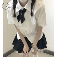 Jretjk制服套裝正版 琴褶襯衫女基礎(chǔ)款百搭襯衣百褶裙全套一整套裝 單件奶白風(fēng)琴褶襯衫 [無(wú)贈(zèng)品] M