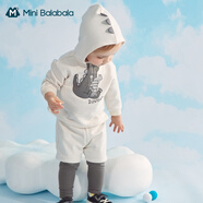 Mini Balabala迷你巴拉巴拉寶寶套裝秋衛衣長(cháng)袖假兩件打底褲套裝兒童秋裝 貝殼卡5201（73-100碼襠部可拆） 73cm