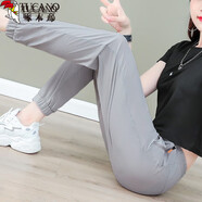 啄木鳥(niǎo)休閑褲女褲子春秋季女運動(dòng)褲女冰絲2025新款夏裝寬松速干長(cháng)褲 灰色(束口)冰絲面料 L 【建議100-115斤左右】