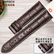 海奕施（HIRSCH）無(wú)扣牛皮表帶鱷魚(yú)紋適用于浪琴天梭 漢密爾頓 豪雅 貝倫賽麗 蝶飛 無(wú)扣-棕皮棕線(xiàn)：M碼 表耳18mm-表扣16mm
