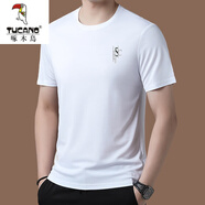 啄木鳥(niǎo)（TUCANO）桑蠶絲短袖t恤男夏季冰.絲薄款半袖高檔真絲體恤男裝圓領(lǐng)上衣潮 1028白色 170/L【建議120-140斤】