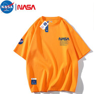 NASA MARVEL聯(lián)名短袖男士純棉t恤夏季ins潮牌情侶裝休閑免燙寬松運動(dòng)半袖衣服 橙色 2XL