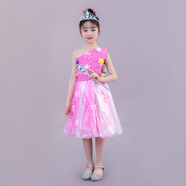 環(huán)保服裝兒童時裝秀女生兒童子時裝秀環(huán)保服幼兒園廢物利用塑料袋手工制作走秀環(huán)保服裝 粉色斜肩毛毛球 +皇冠 130cm身高130體重50斤左右