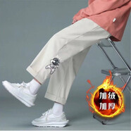 軒萊雅 休閑褲男生春秋季潮流百搭運動(dòng)ins寬松韓版學(xué)生卡通直筒工裝褲子 068卡通加絨【卡其色】 M