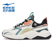 鴻星爾克（ERKE）白露運動(dòng)男鞋2024秋冬季新款男鞋潮流舒適氣墊跑步鞋百搭男慢跑鞋 橡芽白/深苔蘚綠（網(wǎng)面） 39