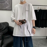 楠馨妤長袖t恤男春季潮流內(nèi)搭寬松帥氣打底衫港風(fēng)學(xué)生情侶體恤上衣 101-DX25 白色 2XL