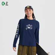 安高若G0 女士戶(hù)外徒步露營(yíng)藝術(shù)家合作磨毛圖案長(zhǎng)袖T恤 | AnKoRau 圖形色/主色為藏青藍(lán)P69 M