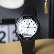 卡西歐（CASIO）數(shù)字指針雙顯學(xué)生表防水樹脂運動表復(fù)古AW-90H-9E/7E/7B 2E電子表 AW-90H-7E
