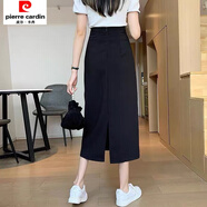 皮爾卡丹新款純色開(kāi)叉中長(cháng)裙半身裙女2025秋季韓版百搭高腰顯瘦顯高A字裙 圖片色 后開(kāi)叉西裝 L 大概108-117