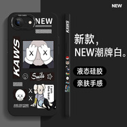 霞之丘 蘋果6plus手機(jī)殼iPhone6SPlus男款6S天使眼六液態(tài)硅膠卡通側(cè)邊新款高級(jí)感軟殼 6plus-6splus 經(jīng)典黑-NEW潮牌白+膜