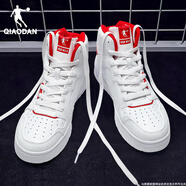 喬丹板鞋男鞋2025冬季新款皮面防水運動(dòng)鞋高幫潮流時(shí)尚百搭休閑鞋子男 喬丹白/番茄紅 39