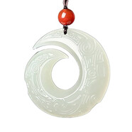 鴻悅2025兔年黑曜石時(shí)來(lái)運轉吊墜平安扣輪回扭轉乾坤項鏈男女 和田玉款