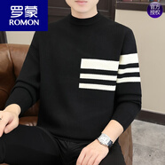 羅蒙（ROMON）咖色手工編織外套頭復(fù)古菱形毛衣男士秋冬內(nèi)搭針織衫線衣美式男裝 136黑色 4XL
