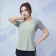 范斯蒂克（vansydical）運動(dòng)t恤女短袖夏季薄款瑜伽上衣透氣網(wǎng)紗寬松顯瘦跑步速干健身服 芽綠 FS-FOR2209703 2XL (160) 女款建議：135-150斤