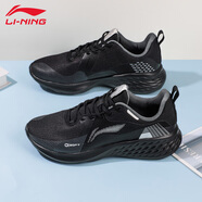 李寧（LI-NING）運動跑步鞋男春季新款FLEX舒適輕便減震耐磨回彈運動健身跑鞋 黑色【SOFT】 39.5
