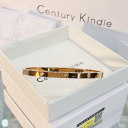 CENTURY& KINDLE輕奢高級(jí)感滿天星情侶手鐲刻字男女簡(jiǎn)約帶鉆鈦鋼玫瑰金色開(kāi)口手鐲 【玫瑰金色】窄版手鐲小號(hào)
