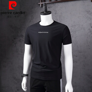 皮爾卡丹（pierre cardin）2022夏季加肥加大碼男士冰絲短袖T恤胖子大號圓領(lǐng)速干上衣男針織 F1805黑色 XL