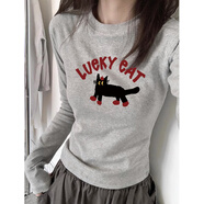 妃麗慕尚（FEILIMUSHANG）2025春秋季新款時(shí)尚印花灰色長(cháng)袖t恤女基礎款修身內搭上衣打底衫 1543-358灰色 S 建議95斤以?xún)?
                                         title=