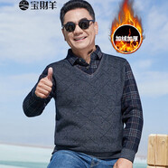 寶財(cái)羊爸爸冬裝雪尼爾毛衣男加絨加厚中年圓領(lǐng)針織衫中老年人男裝衣服