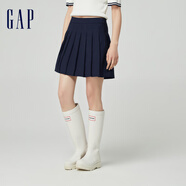 GAP女裝春季百搭簡(jiǎn)約學(xué)院風(fēng)彈力百褶迷你裙短裙876121 海軍藍 4(27)亞洲尺碼
