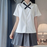 相伊戀人JK制服女2025春夏新款白襯衫百褶裙套裝學(xué)院純欲風(fēng)女裝辣妹短裙 短袖基礎款襯衫【單件】 2XL 碼【適合126-135斤】