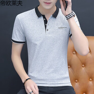 帝歐萊夫翻領(lǐng)短袖T恤男士夏季半袖POLO衣服男夏天男生t恤休閑衣服男裝潮流 淺灰色 M
