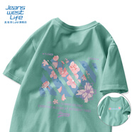 JEANSWEST LIFE真維斯短袖t恤男女情侶款大碼寬松重磅半袖中性風潮流純棉體恤潮