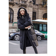 森馬羽絨棉服女短款2025冬季新款連帽加厚面包服外套寬松冬季棉襖 中長(cháng)款 黑色 S 80-105斤