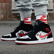 耐克（NIKE）男女鞋AJ1  AIR JORDAN 1 MID籃球運(yùn)動(dòng)鞋 852542-BQ6931-061 報(bào)紙 44