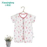 小青龍童裝新款短袖連體爬服新生兒哈衣寶寶圓領(lǐng)豎領(lǐng)娃娃套裝 粉跳跳熊 66cm (3-9個(gè)月/建議59-66cm)