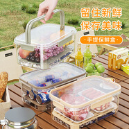 Jidaocook手提便攜保鮮盒出戶(hù)外春游大容量保鮮盒便當盒學(xué)生春游水果密封盒 奶油米2800ML【1個(gè)裝-送冰袋】