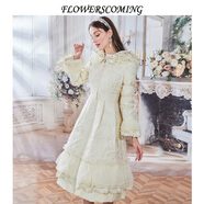 flowerscoming花兒開(kāi)了白鴨絨羽絨服女中長(cháng)款保暖秋冬新款白色公主風(fēng)FGDYR522 米杏 S