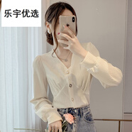 悠曼婭 145嬌小矮個子女裝150cm顯高搭配早秋洋氣襯衫高腰短上衣配牛仔褲的1 白色加絨款 S
