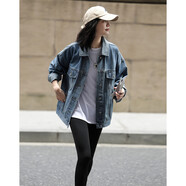 德瑪納【暈染風(fēng)牛仔外套】春秋經(jīng)典翻領(lǐng)水洗暈染感牛仔外套女