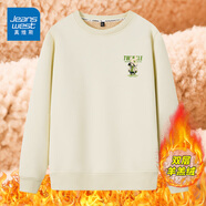 真維斯（JEANSWEST） 超暖加絨加厚衛(wèi)衣男女秋冬季新款圓領羊羔絨寬松蛇年本命年衣服 米色 潮牌熊貓_K L【推薦120-140斤】
