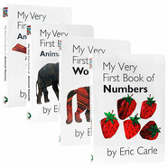進(jìn)口英文原版繪本Eric Carle卡爾爺爺My Very First Book of numbers world4冊(cè)套裝連連看游戲幼兒?jiǎn)⒚蓤D書下翻頁(yè)配對(duì)紙板撕不爛書