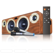 KUIEET發(fā)燒級HIFI無(wú)線(xiàn)藍牙音箱木質(zhì)大音量家用客廳臥室超重低音炮手機電腦車(chē)載高音質(zhì)音響大功率u盤(pán)K歌 橡木色K歌版