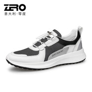 零度尚品男鞋休閑鞋 新款男士運(yùn)動(dòng)輕便透氣網(wǎng)面鞋軟底減震戶外鞋子 白色 43