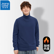 真維斯（JEANSWEST）毛衣男秋冬新款針織衫青少年針線衫內(nèi)搭保暖百搭純色打底衫毛線衫 藍(lán)色（加絨高領(lǐng)） M (推薦100-110斤)