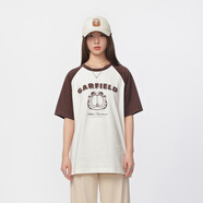 FUN潮牌短袖t恤2024夏季加菲貓聯(lián)名款時(shí)尚百搭休閑男女同款上衣 白茶 XS