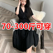素優(yōu)米（SUYOUMI）大碼女裝夏季300斤胖mm法式v領(lǐng)短袖減齡連衣裙顯瘦胖妹妹仙女裙子 圖片色 【收藏加關(guān)注優(yōu)先發(fā)貨】 3XL 【建議155-175斤】