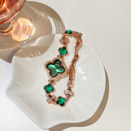 ZUSSVOTO法國名媛風(fēng)四葉草手表2024個性潮流網(wǎng)紅女士復(fù)古小眾學(xué)生腕表 玫金綠面