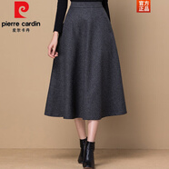 皮爾卡丹（pierre cardin）氣質(zhì)女裝毛呢A字裙女春季秋冬半身裙中長(cháng)款復古高腰大尺碼中長(cháng)裙 深灰千鳥(niǎo)格 2XL