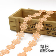 TTT彩色編織韓國肩帶文胸帶內衣帶鏤空鉤花蕾絲花朵透明隱形花邊 肉粉 花朵直徑約2.5cm【1米價(jià)】