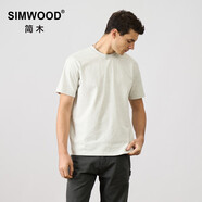 SIMWOOD/簡木【標準寬松 】310g基礎純色重磅打底圓領短袖t恤SN120088 燕麥灰（右下同色印花） L （建議131-145斤）