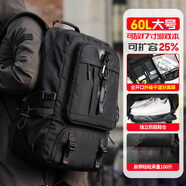 智納背包男新款超大容量旅行包休閑帆布雙肩包出差登山包電腦學(xué)生書(shū)包 黑色【60L帶干濕分離】 雙肩包
